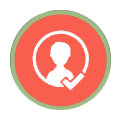 A red circle with an image of a person in the middle.